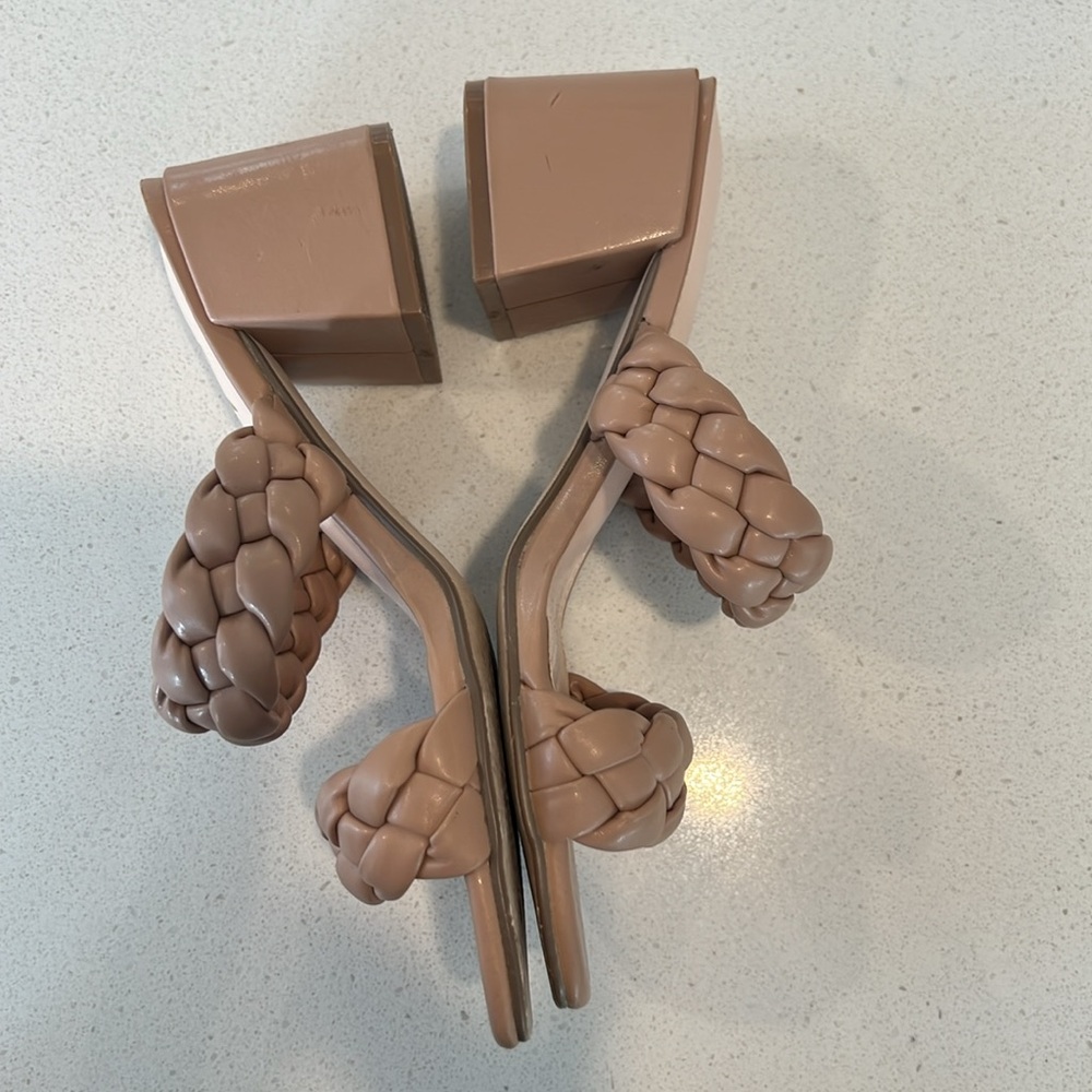 Tan Braided Heeled Sandals - Womens 6.5 - Picture 6 of 8